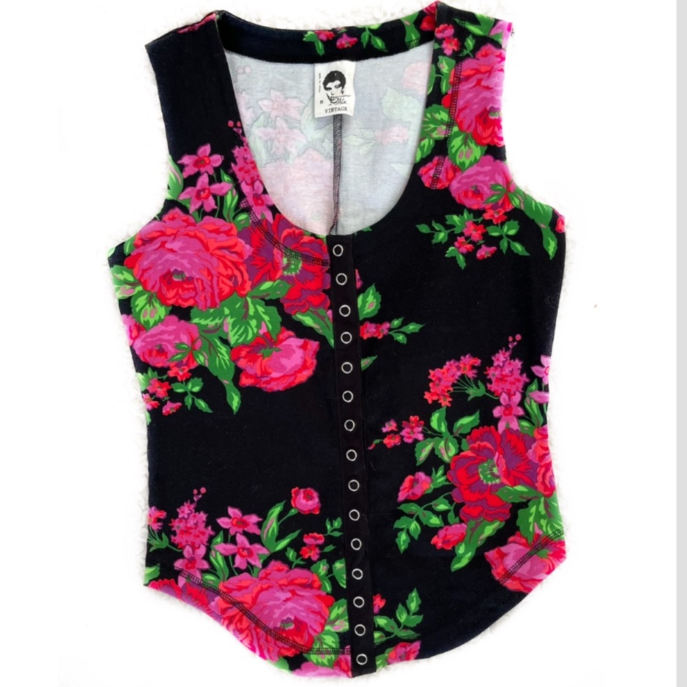 Vintage Betsey Johnson 80’s Punk Label Re-Issue Cabbage Rose Top M